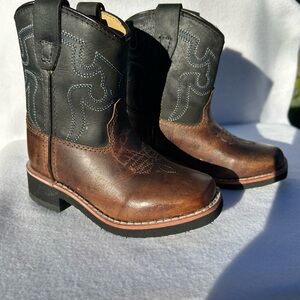 Kids Western Leather Boots - Black and Brown